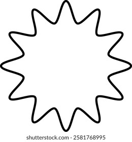 Set of starburst shapes in various styles and designs, including wavy, spiked, and circular patterns, ideal for creative projects and graphic design with transparent background."