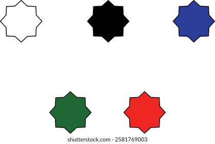Set of starburst shapes in various styles and designs, including wavy, spiked, and circular patterns, ideal for creative projects and graphic design with transparent background."