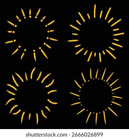 Set Sterne funkelndes Feuerwerk Doodle Symbol Vektorgrafik Kunstdekoration