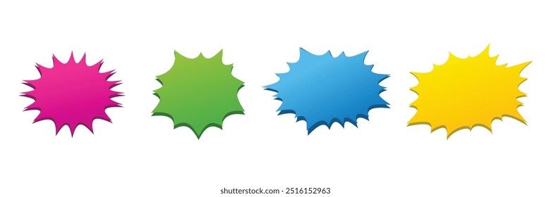 Conjunto de burbujas de discurso Starburst colección. Símbolo de burbujas de discurso vacías. Ilustración vectorial.