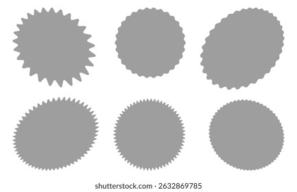 Set of starburst sticker, sale badge, price tag, shopping labels. Empty retro color starburst emblems, callouts, sunburst symbols. Promo tags, special offer design elements of flower, ribbon, corner. 