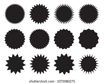Set of starburst, sunburst badges. Design elements - best for sale sticker, price tag, quality mark. Flat vector illustration isolated on white background.