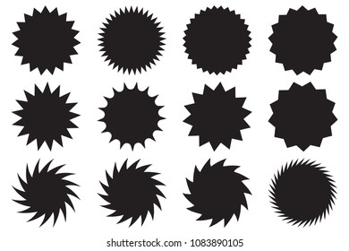 Set of starburst, sunburst badges. Design elements - best for sale sticker, price tag, quality mark. Flat vector illustration isolated on white background.