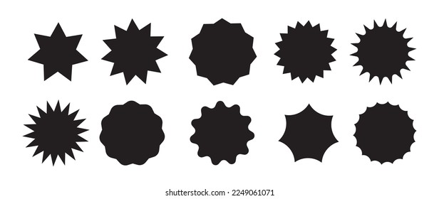 Set of starburst, sunburst badges. Design elements - best for sale sticker, price tag, quality mark. Flat vector illustration isolated on white background. Flat icon.