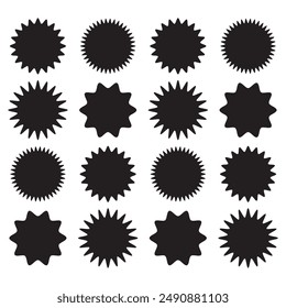 Set of starburst, sunburst badges. Design elements - best for sale sticker, price tag, quality mark. Flat vector illustration isolated on white background. Black starburst.