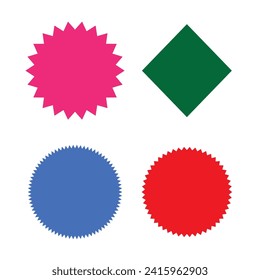 Set of starburst, sunburst badges, labels, stickers. Simple flat style. Vintage, retro. Design elements. A collection of different types icon. Vector illustration