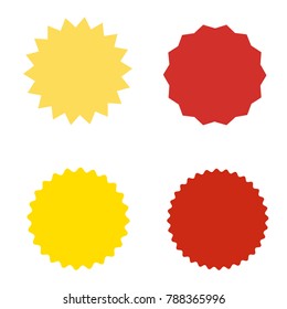Set of starburst, sunburst badges, labels, stickers. Simple flat style. Vintage, retro. Design elements. A collection of different types icon. Vector illustration 