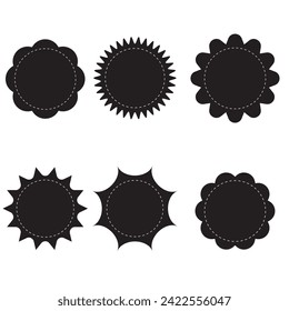 Set of starburst vector, Starburst badge shape, burst wave star, price label sticker sunburst badges. Simple flat style vintage labels, stickers, on white background