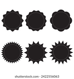 Set of starburst vector, Starburst badge shape, burst wave star, price label sticker sunburst badges. Simple flat style vintage labels, stickers, on white background