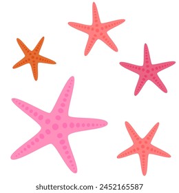 Set starfish cartoon vector illustration isolated on white background.