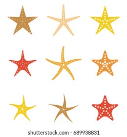 set of starfish icon, flat design vector