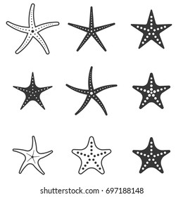 icono de estrella de mar, icono de silueta