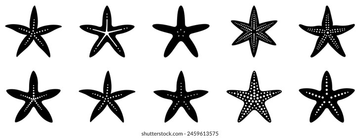 Set of starfish icons. Sea star fish marine life
