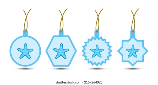 Set of Starfish tags with cord