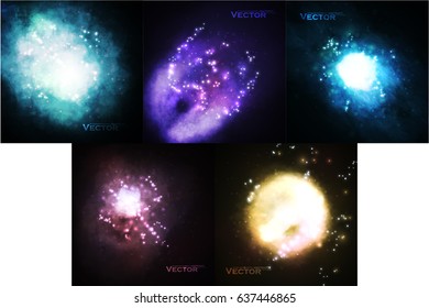 Set of Starry backgrounds, rich star forming nebula, colorful abstract illustration eps10