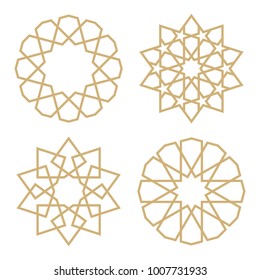 A set of stars in the Arab style. Geometric pattern in the form of traditional Islamic stars