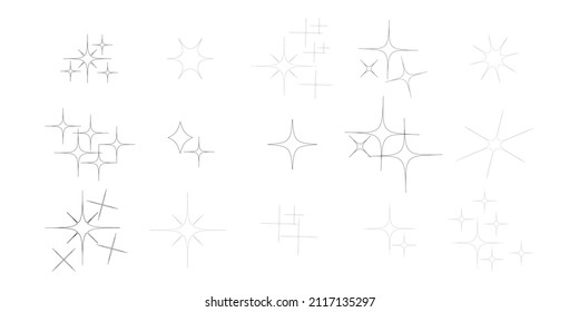 Set of Stars Black outline on white background vector eps 10