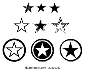 set of stars in black and white for army or navy