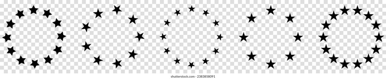 Conjunto de estrellas en iconos de círculo. Ilustración del vector aislada en fondo transparente
