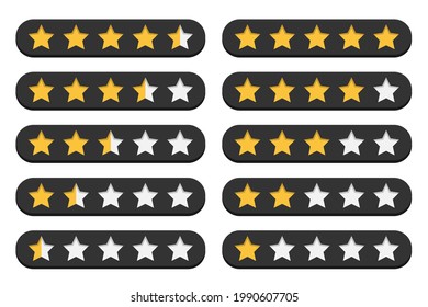 Set of stars customer rating review in a flat design