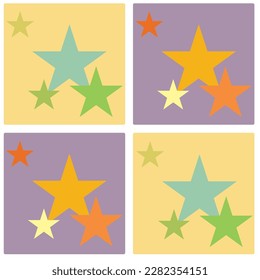  A set stars of different colors on different colors Background. Star icon.