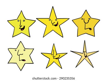 Set of stars with different expressions