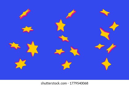 Set of stars in a different positions. Line art vector icon for apps and websites.