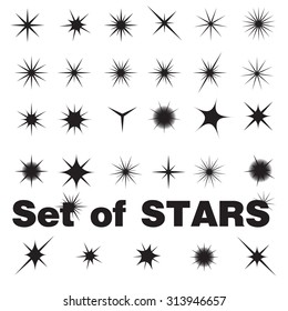 Set of stars of different shapes. On a white background. Vector Image. Just disguise in a different color.