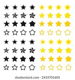 Set of stars with different shapes. vector illustration isolated on white background.