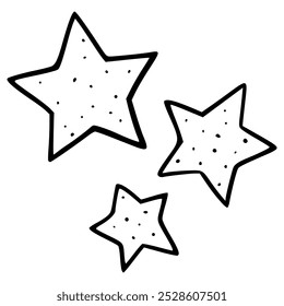 set of stars with dots patterns hand drawn outline illustration