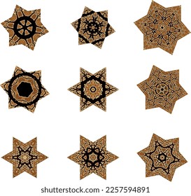 A set of stars in the ethno-style. Vector file for designs.