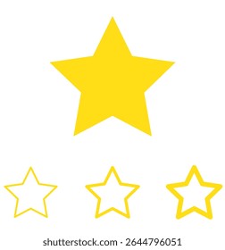 Set of stars, flat and line style star icon vector. Star Icon vector for web and mobile app. rating sign and symbol. Favorite star icon.  Editable stroke. 