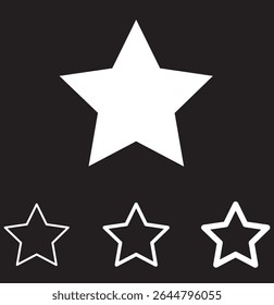 Set of stars, flat and line style star icon vector. Star Icon vector for web and mobile app. rating sign and symbol. Favorite star icon.  Editable stroke. 