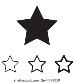 Set of stars, flat and line style star icon vector. Star Icon vector for web and mobile app. rating sign and symbol. Favorite star icon.  Editable stroke. 