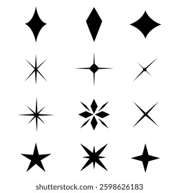 Set of stars floating sparkle element design illustration 