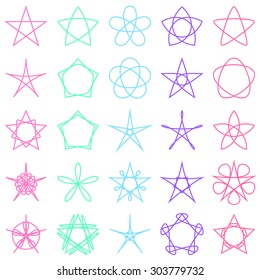 Set of stars. Geometric shapes. Vector. Stars set. Star shapes. Stars collection. 