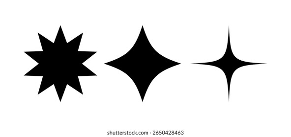 Set Of Stars In Glyph Line And Flat