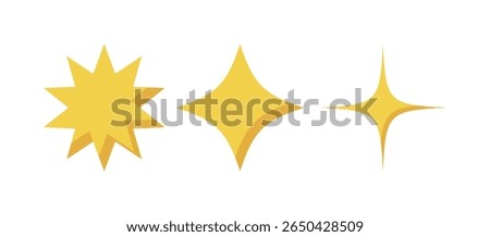 Set Of Stars In Glyph Line And Flat