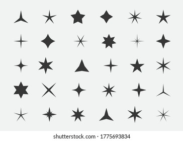 Set of stars and highlights. Star icon. Vector illustration.