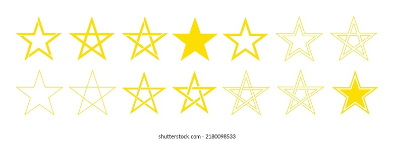 Set of stars icon. Different shapes of stars. Vector illustration