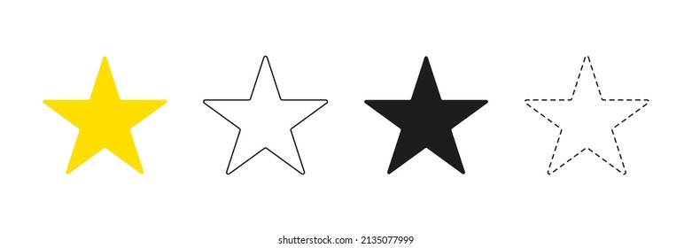 Icono de Establecer estrellas. Colección de formas de estrellas de tipos diferentes. Ilustración vectorial aislada en fondo blanco.	