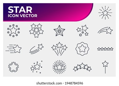 Set of Stars icon. firework, twinkle, glow, glitter burst symbol template for graphic and web design collection logo vector illustration