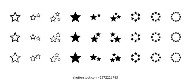Set of stars icon symbol vector isolated on white background