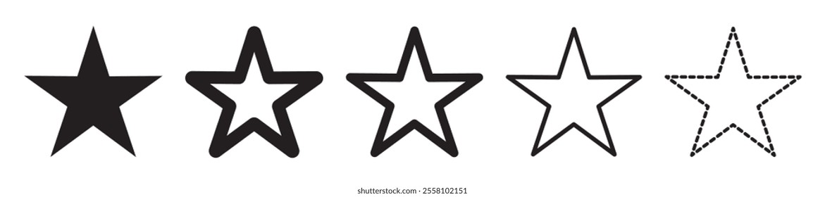 Set of stars icons. Star or favorite symbol. Vector.