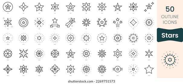 Set of stars icons. Thin linear style icons Pack. Vector Illustration