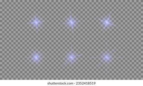 A set of stars. A large pack of various stars. Glare effect. Glare of the camera, the sun. For video and photo editing. Space, sunbeam. Effect. Starry sky.