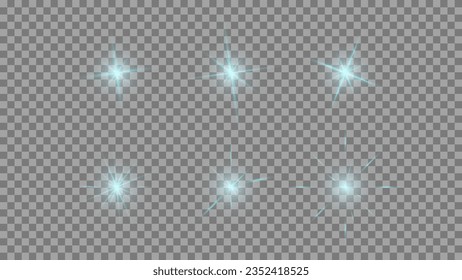 Un conjunto de estrellas. Un gran grupo de estrellas. Efecto Glare. Un resplandor de la cámara, el sol. Para edición de vídeo y fotografía. Espacio, rayos de sol. Efecto. Cielo estrellado.