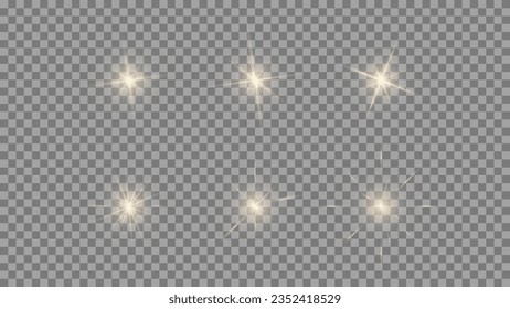 Un conjunto de estrellas. Un gran grupo de estrellas. Efecto Glare. Un resplandor de la cámara, el sol. Para edición de vídeo y fotografía. Espacio, rayos de sol. Efecto. Cielo estrellado.
