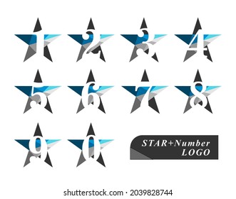 set of stars with letters 1 to 9