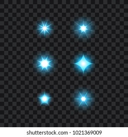 Set of stars and lights. Vector illustration.